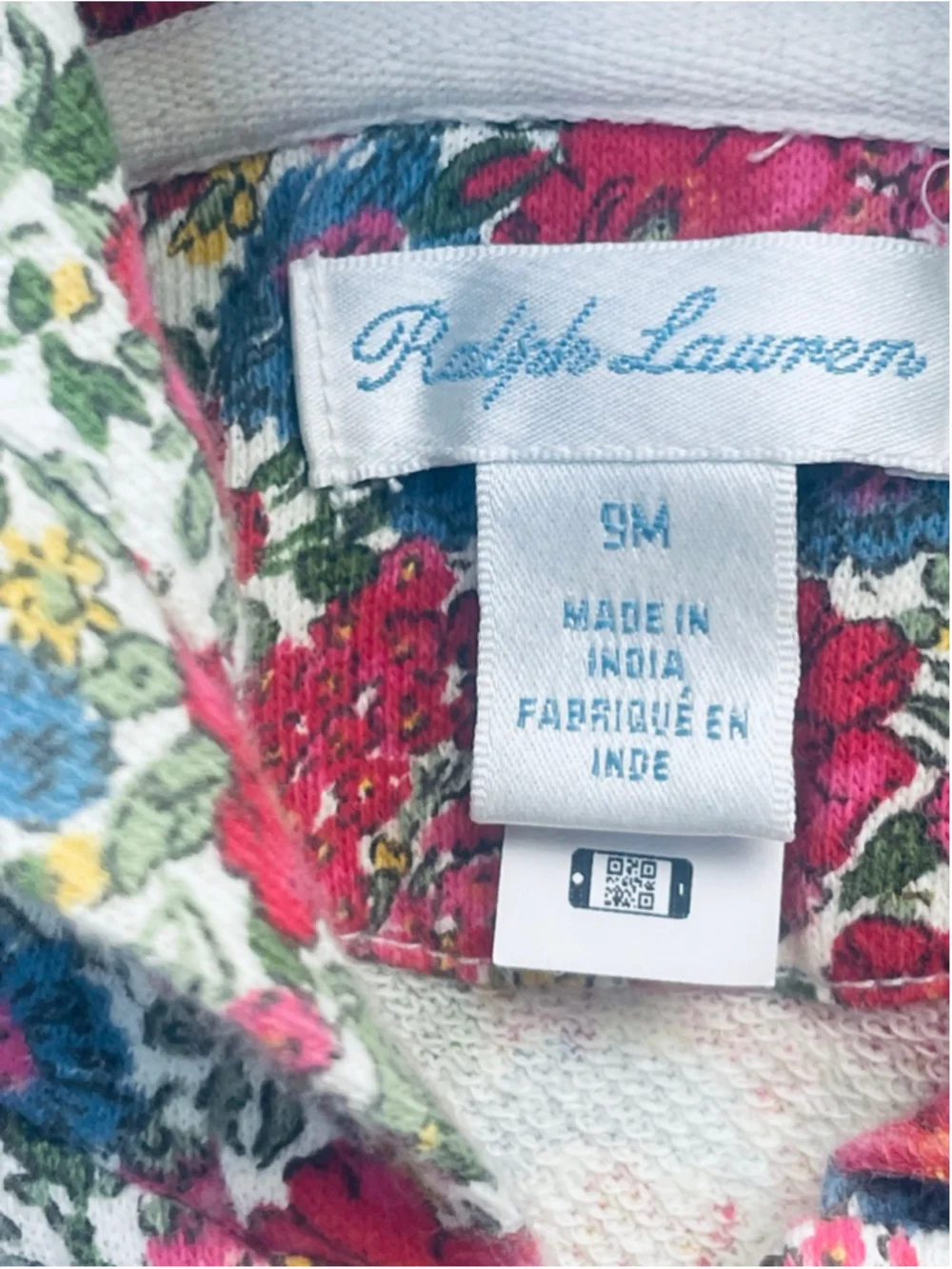 Ralph Lauren Girls 9M Floral Hooded Zip Vest